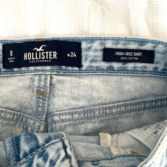 Hollister ~ 100% Cotton Lilac Flower Embroidered Denim Jean High Rise Skirt! - Picture 4 of 9